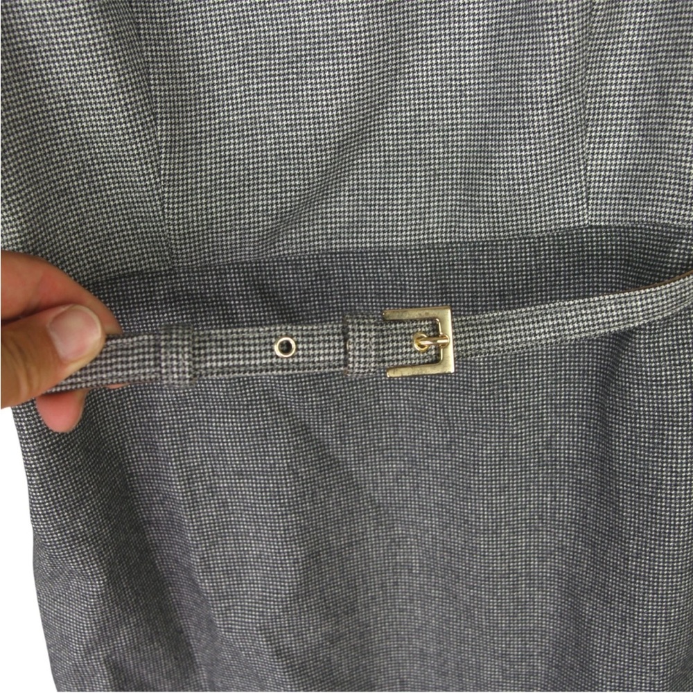 Max Mara Midi Sheath Dress US 2 Belted Sleeveless Wool Old Money Career Gray EUC - Picture 11 of 14